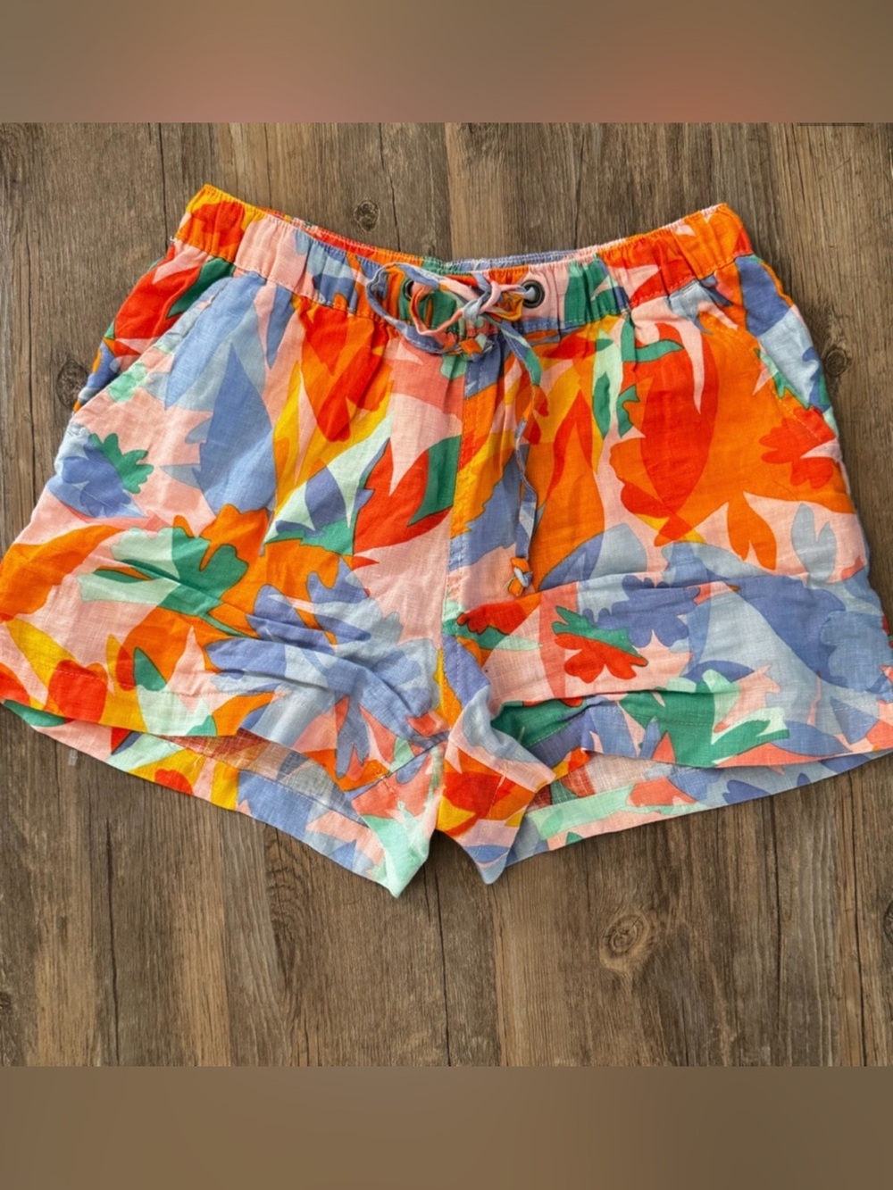 Joie "Merci" Multicolor Leaf Print Linen Shorts Size Small